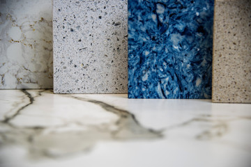 Countertops color samples made for kitchen and bathroom remodel