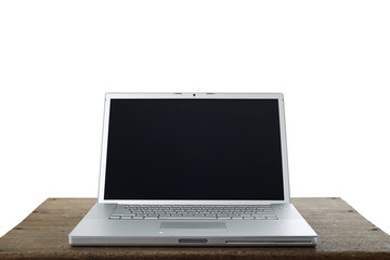 Aluminum Laptop on a wooden table