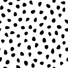 Seamless background with random elements. Tileable ornament. Dotted abstract background. Black and white pattern