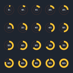 Modern circle progress bar icon set vector illustration