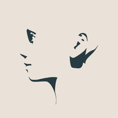Human head silhouette. Face side view. Elegant silhouette of part of human face. Vector Illustration
