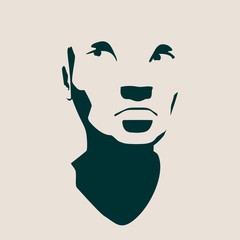 Human head silhouette. Face front view. Elegant silhouette of part of human face. Vector Illustration of an asian woman