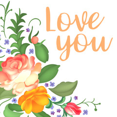 Post card for Valentines day. Vector illustration