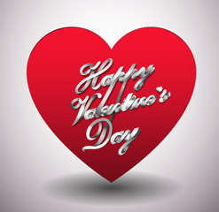 Happy Valentine's Day Design in ribbon style on paper cut art