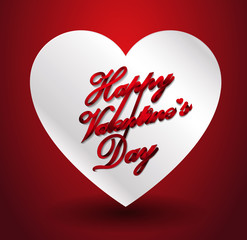 Happy Valentine's Day Design in ribbon style on paper cut art