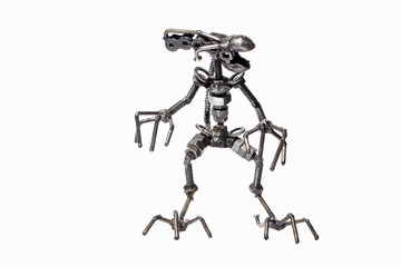 Children homemade toy made of metal. The layout of the metal monster.