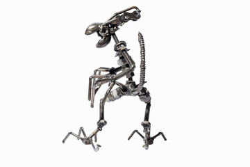 Children homemade toy made of metal. The layout of the metal monster.