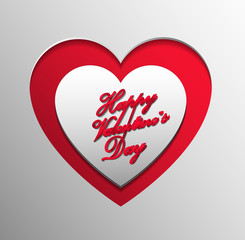 Happy Valentine's Day Design in ribbon style on paper cut art