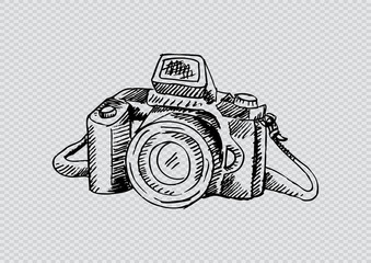  Photo camera . hand drawing illustration.