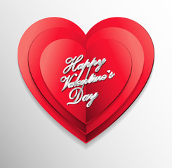 Happy Valentine's Day Design in ribbon style on paper cut art