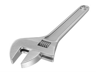 Adjustable spanner on white background. 3D image