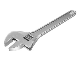 Adjustable spanner on white background. 3D image