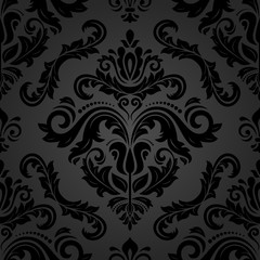 Seamless damask dark pattern. Traditional classic orient ornament