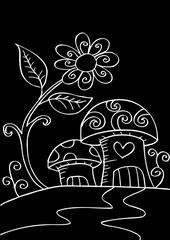 Doodle mushroom house