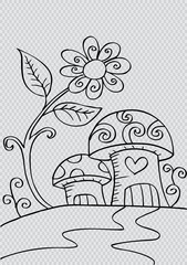 Fototapeta premium Doodle mushroom house