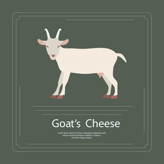 Logotype of goat's cheese in modern flat design. Perfect organic farm products banner or flyer. Vector illustration. eps 10