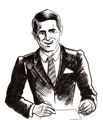 Businessman signing a document