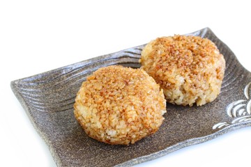 Grilled Rice Balls on White Background