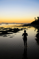 Fototapeta premium Photographer Woman Sunset Silhouette