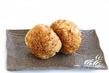 Grilled Rice Balls on White Background