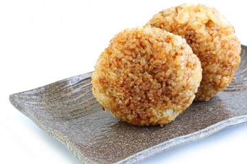 Grilled Rice Balls on White Background