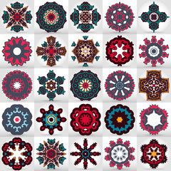 Beautiful mandala set. Round ornamental pattern set. 