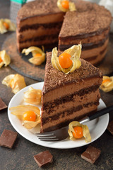 Cake with chocolate mousse