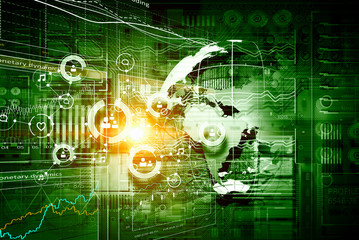 Microcircuit digital background . Mixed media