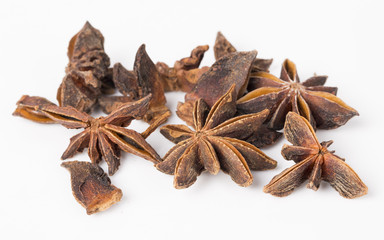 Anise stars on the white background