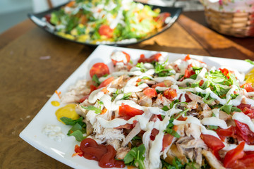 Salad with chicken and vegetables