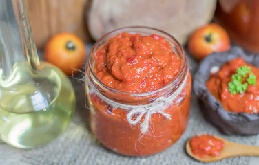 Ajvar - traditional macedonian serbian dish made from red bell p