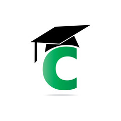 Initial Letter C Education Logo with Cap on Top