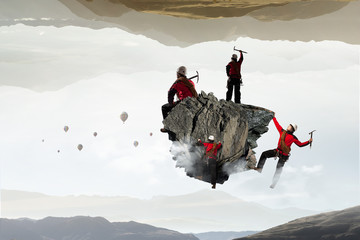 Extreme climbing is his adrenaline . Mixed media