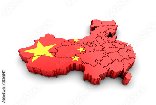 "Map of China flag on a white background. 3d render." Stock photo and ...