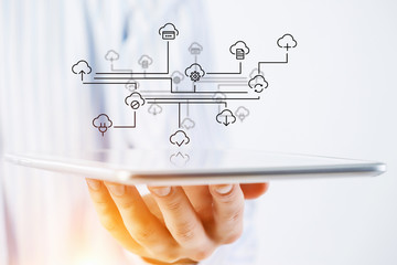 Wireless cloud connection . Mixed media