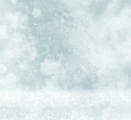 Obraz premium glitter lights background. silver, light blue and white