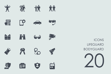Set of lifeguard bodyguard icons