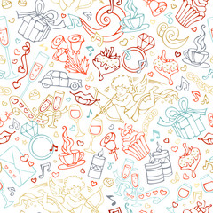 Vector seamless linear Valentine's pattern.