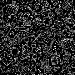 Vector seamless chalk love pattern.