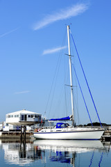Fototapeta premium Sailing Yacht Moored at Island Harbour on the Isle of Wight