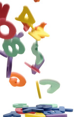 Colourful letters, falling