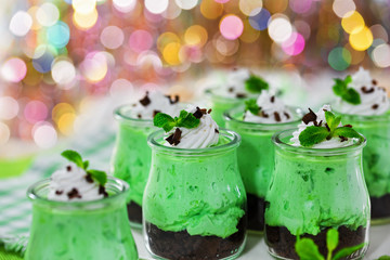  mint kiwifruit Cheese Mousse topped with whipped cream