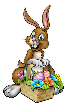 Easter Bunny Holding Egg Hunt Basket