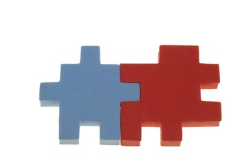 Puzzle, symbol red-blue