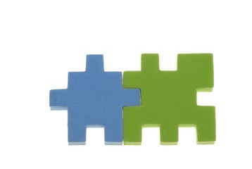 Puzzle, symbol, blue-green