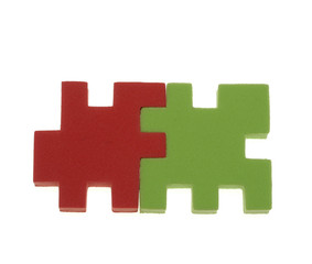 Puzzle, symbol, red-green