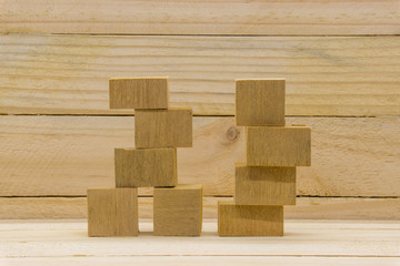 Pile of Wooden Blocks on wooden background