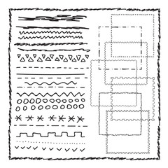 Hand drawn brushes. Artistic collection of design elements.