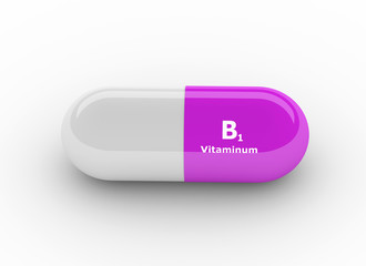 3d rendering of B1 vitamin pill