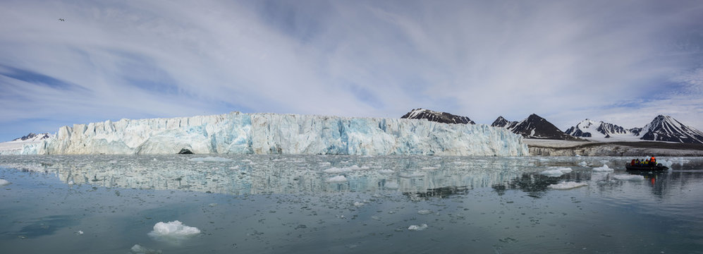 Arctic landscape with glacier in Svalbard, Spitsbergen